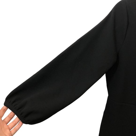 Texture & Thread Madewell Solid Black V-neck Faux Wrap Long Sleeve Dress M - Picture 5 of 9